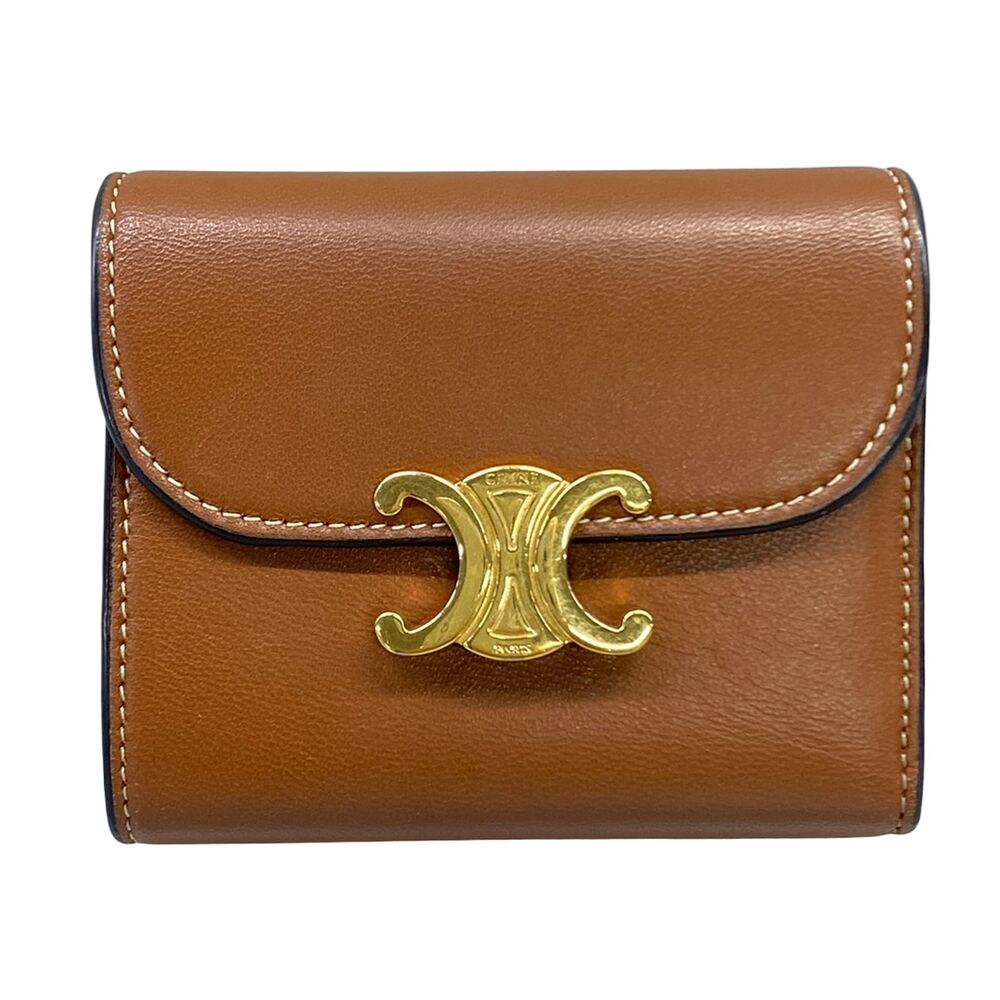 Celine Small Flap Wallet Trifold Wallet 10D783BZG.04LU Brown Gold Lamb Leather